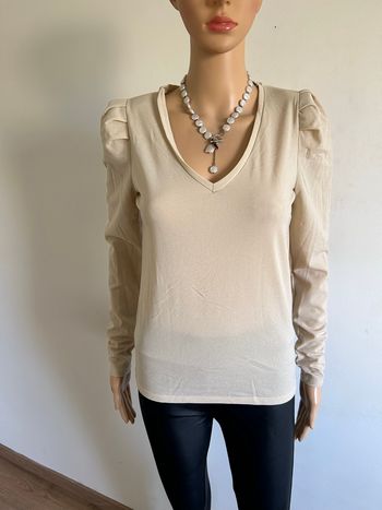 Haut beige doré pailleté neuf à manches longues Naf Naf taille S (valeur 35€)
