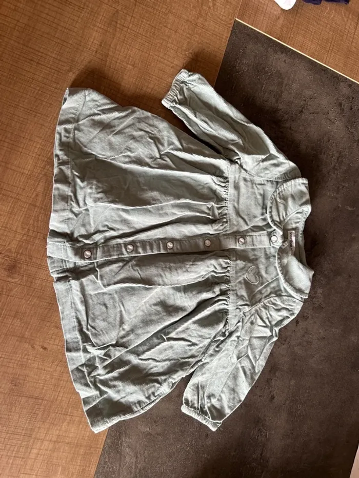 Robe manches longues en velours, col Claudine bébé fille, Verbaudet, 9 mois
