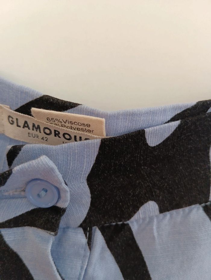 Jupe midi  boutonnée imprimé zèbre sur fond bleu pâle - photo numéro 4