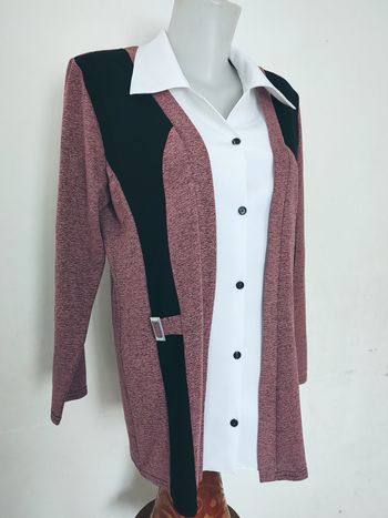 Tunique longue Effet Blazer Original rose/noir style chic & moderne Taille XL
