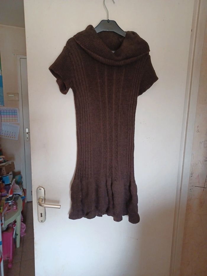 Robe laine pull S marron