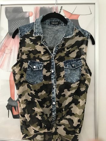 Top blouse jean et transparence M Y2k
