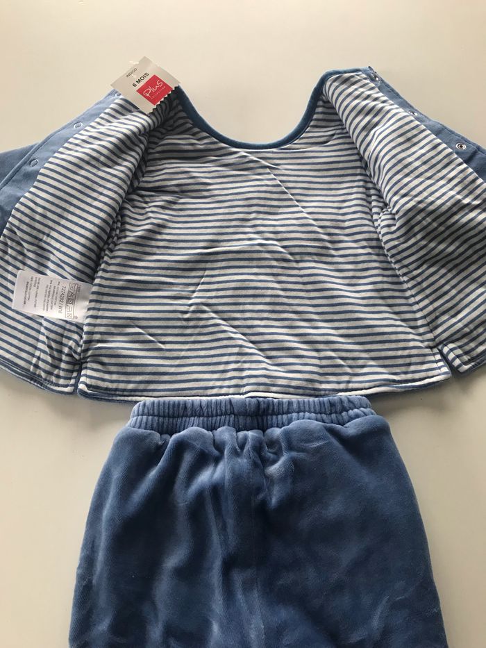 Ensemble bébé velours bleu indigo Polar love - photo numéro 3