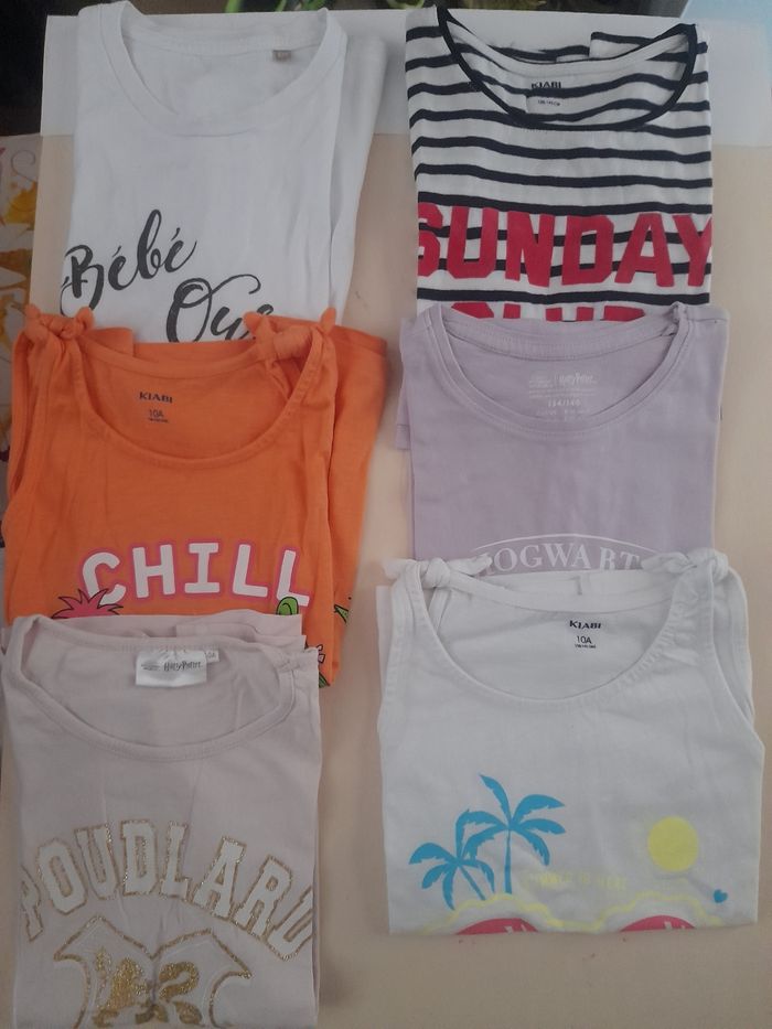 Lot de 6 tee-shirts fille en 8ans à manches courtes