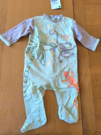 315080 pyjama vert/marron garçon 6 mois kitchoun