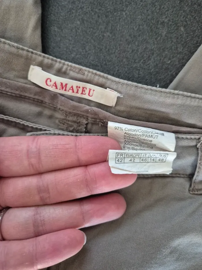Pantacourt gris Taille 42 camaïeu - photo numéro 4