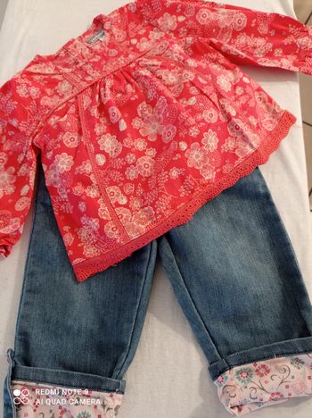 ensemble fillette jean et tunique 9 mois ref R364 C6