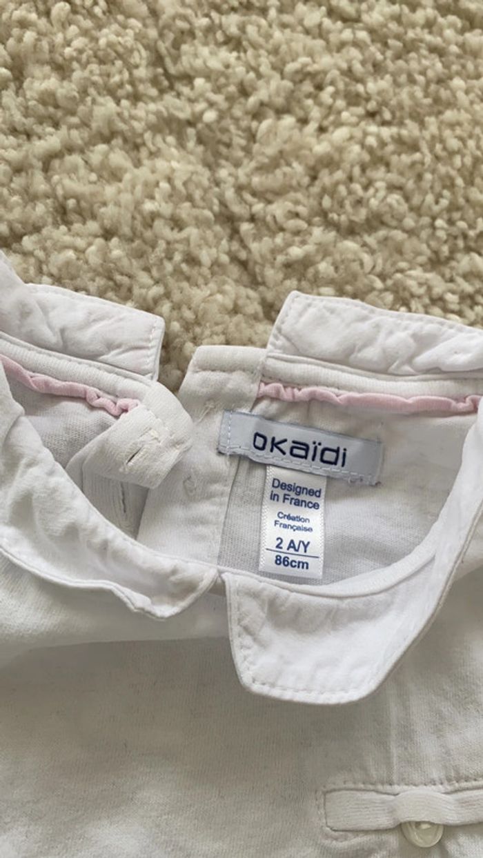 T shirt blanc manches longues okaidi 2 ans - photo numéro 3
