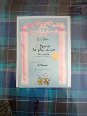 Diplôme de l'épouse la plus aimée du monde