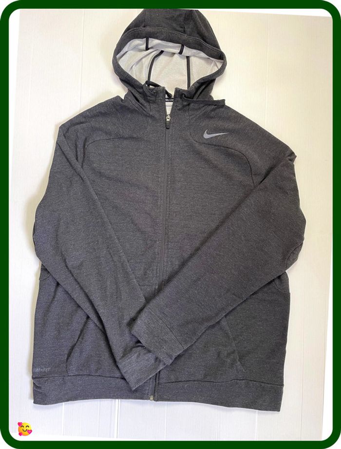 🧥 Sweat à capuche zippé Nike Dry-Fit – Homme – Taille XL – Gris anthracite