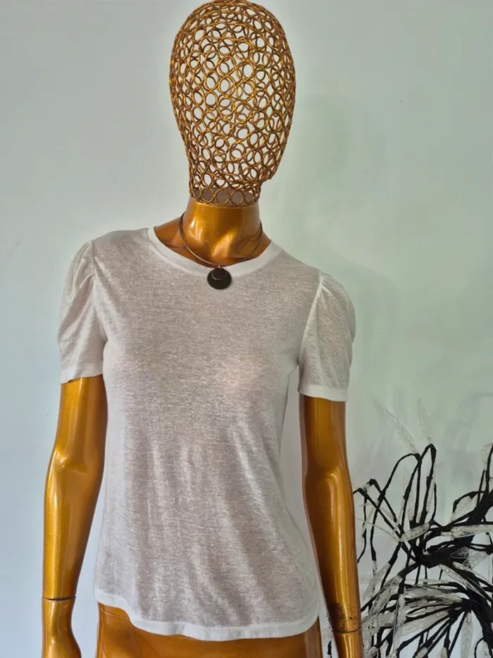 Tee-shirt Manches Courtes Crème Femme Taille L/40
