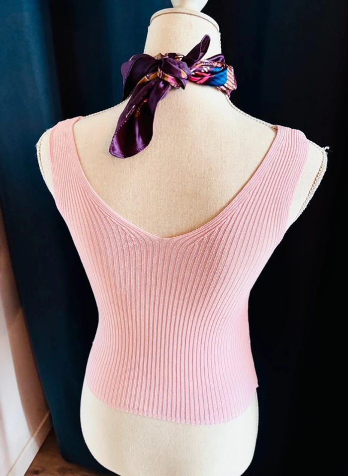 💕 débardeur côtelé rose pâle taille unique #diana - photo numéro 3