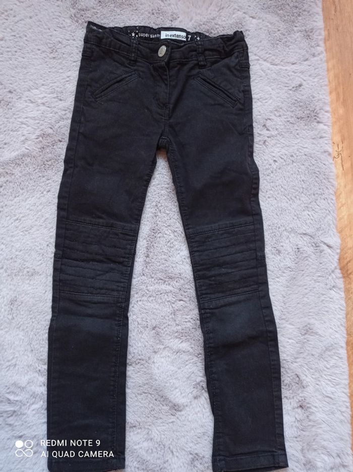 Pantalon fille noir motard, In extenso, taille 7 ans