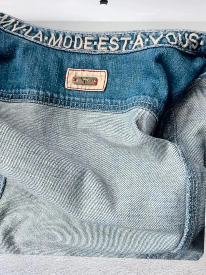 Veste jean La Mode Est à Vous, coupe cropped , col rond large - photo numéro 5