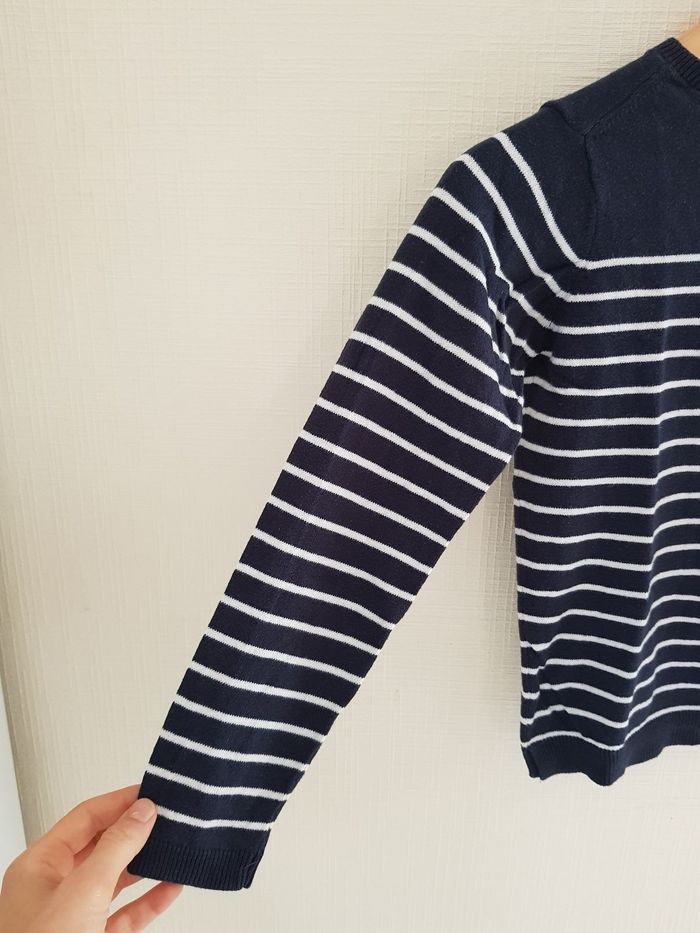 Pull marinière bleu marine et blanc kiabi 10 ans - photo numéro 3