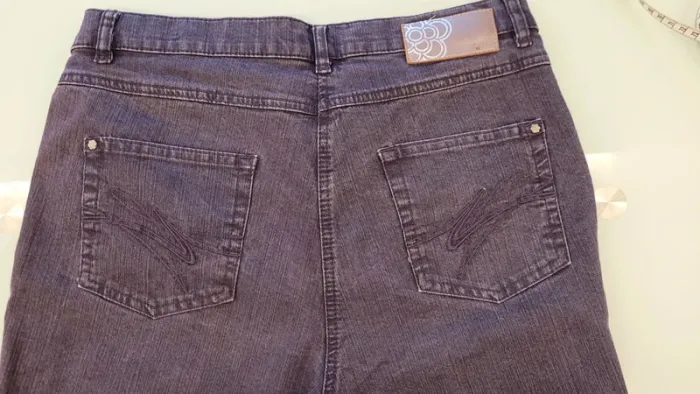 Jean droit taille haute violet 88% coton - photo numéro 5