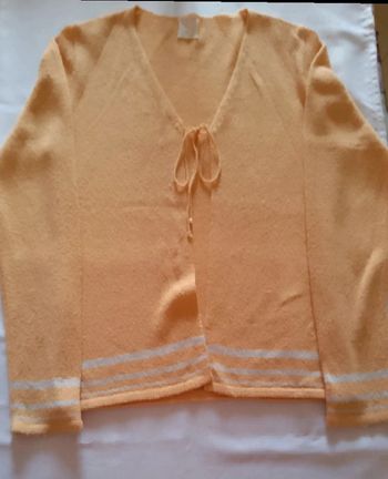 Gilet abricot/blanc