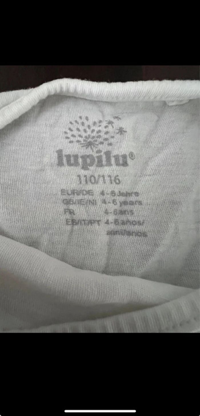 T-shirt manche longue blanc taille 4/6 ans 100% coton marque lupilu - photo numéro 3