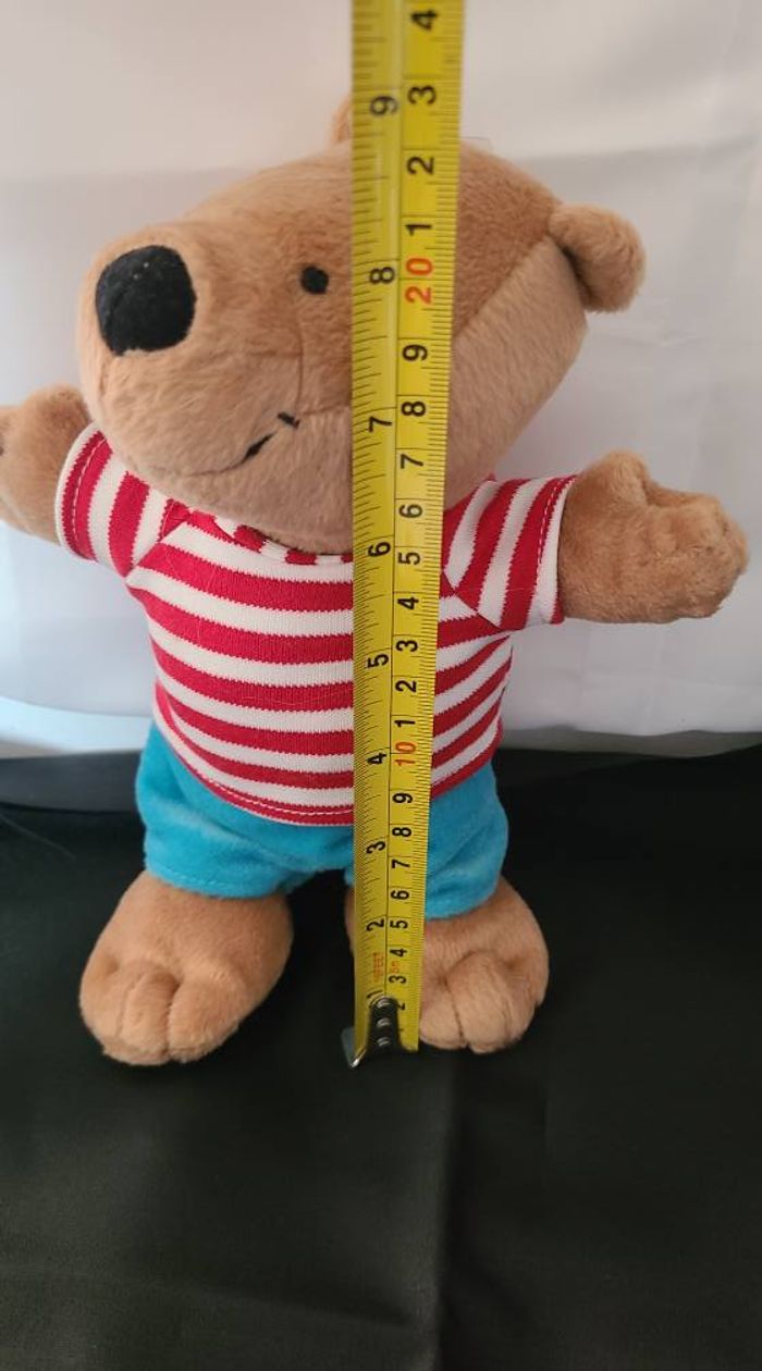 Doudou OURS tee shirt rayé rouge short bleu CONFORAMA 23 cm - photo numéro 5