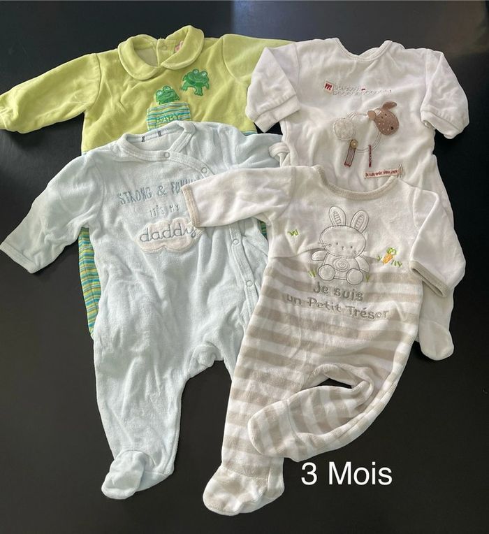 Lot de 4 pyjamas velours 3 mois