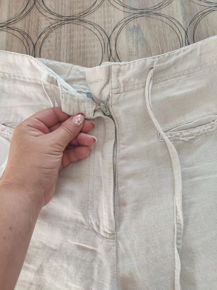 Pantacourt femme taille 40 en lin - photo numéro 3