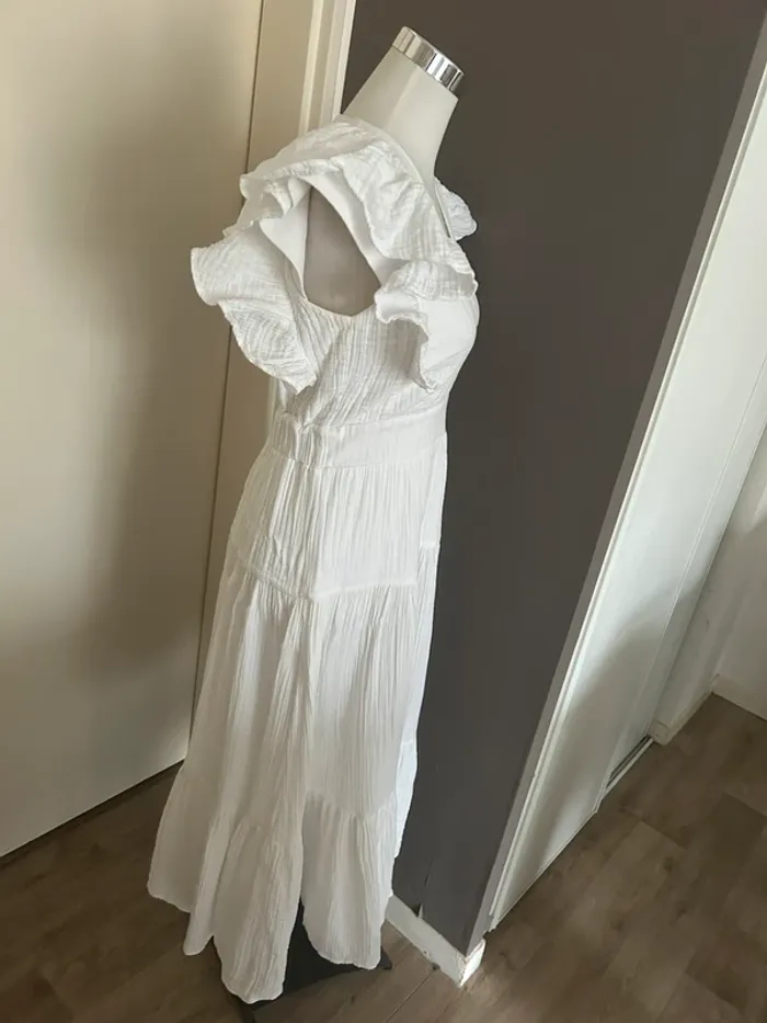 Guru jagat robe longue blanche coton volante , femme, taille 1/36 - photo numéro 4