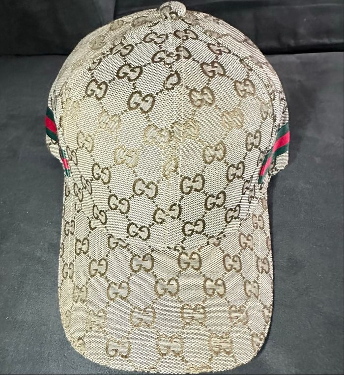 🧢 Casquette GUCCI originale – GG Supreme beige – Bande Web –