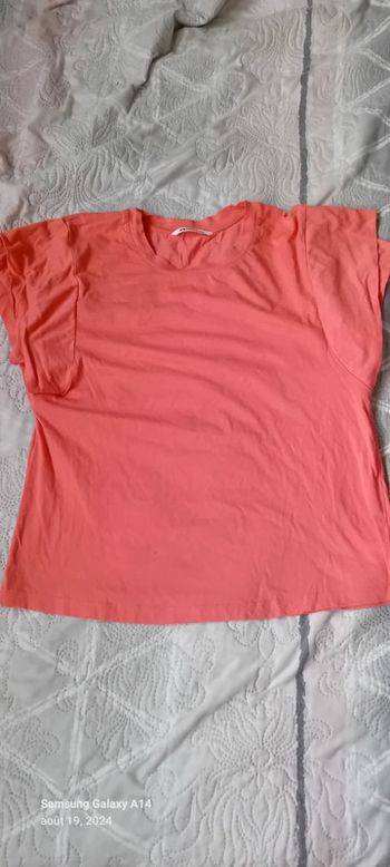Tee-shirt manches larges doublées corail femme XL Camaïeu