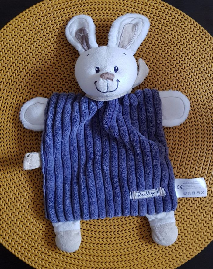 Doudou attache tétine  lapin côtelé/velours