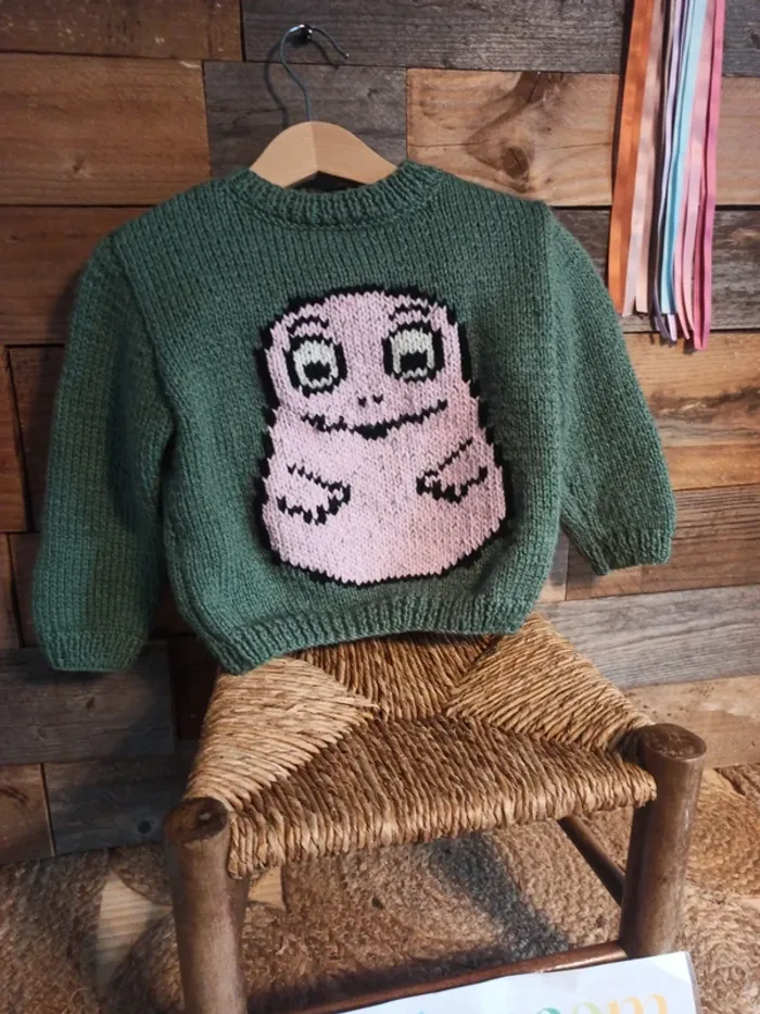 Pull fait main Barbapapa 2 ans tbe - photo numéro 3
