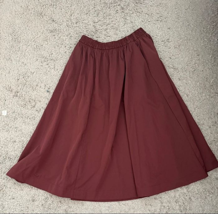 Jupe mi longue bordeaux noir bâchée tendance, neuf avec étiquette, Zara, T. XS. S - photo numéro 2