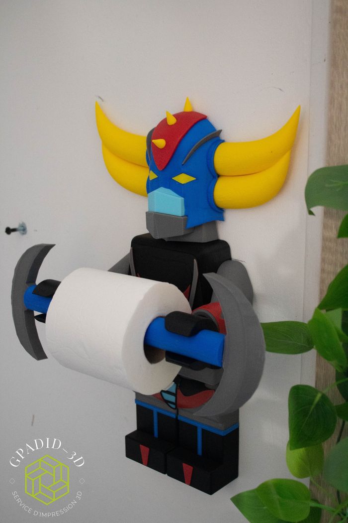 Dévidoir de papier toilette ou simple décoration murale dans un style lego goldorak - photo numéro 5