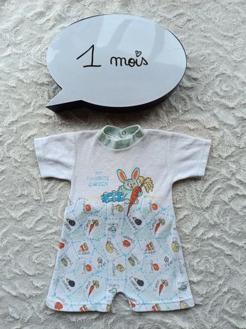 Combi short barboteuse combinaison velours Mixte 1 mois Lapin my favorite garden lapin