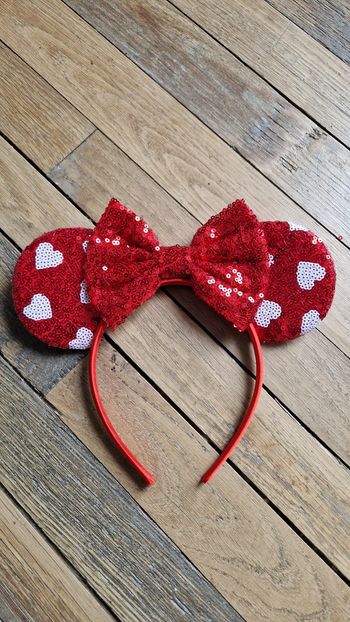 Serre tête ears thème Disney minnie coeur rouge et blanc