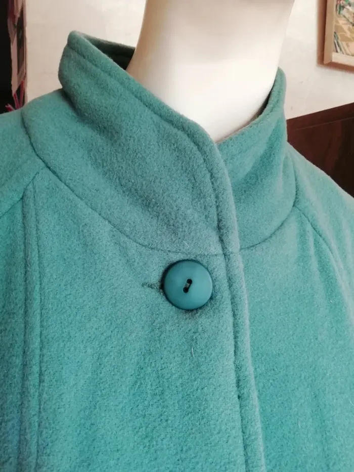 Manteau vintage coat retro bleu blue gris grey hiver winter - photo numéro 2
