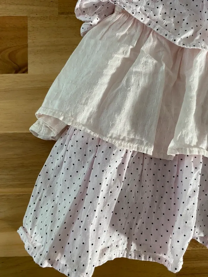 Robe sergent major rose petit pois noir - photo numéro 3