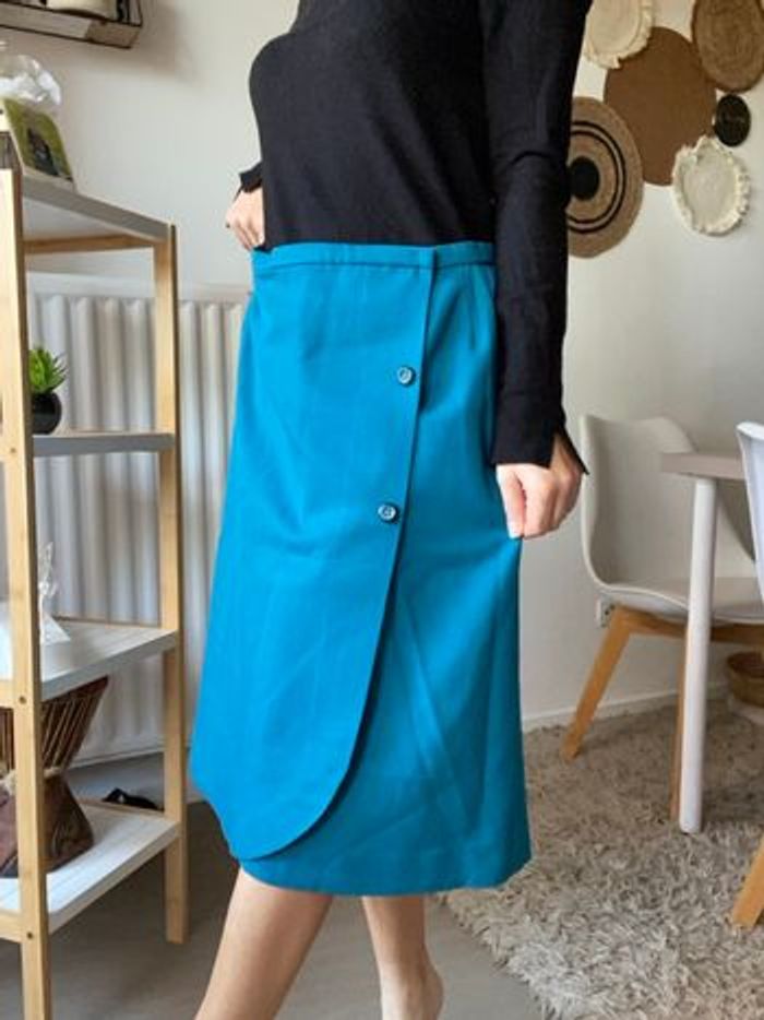 Jupe vintage bleu taille 36/38 - photo numéro 2