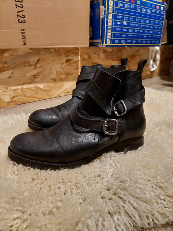 Bottines en cuir noir 41 - photo numéro 2