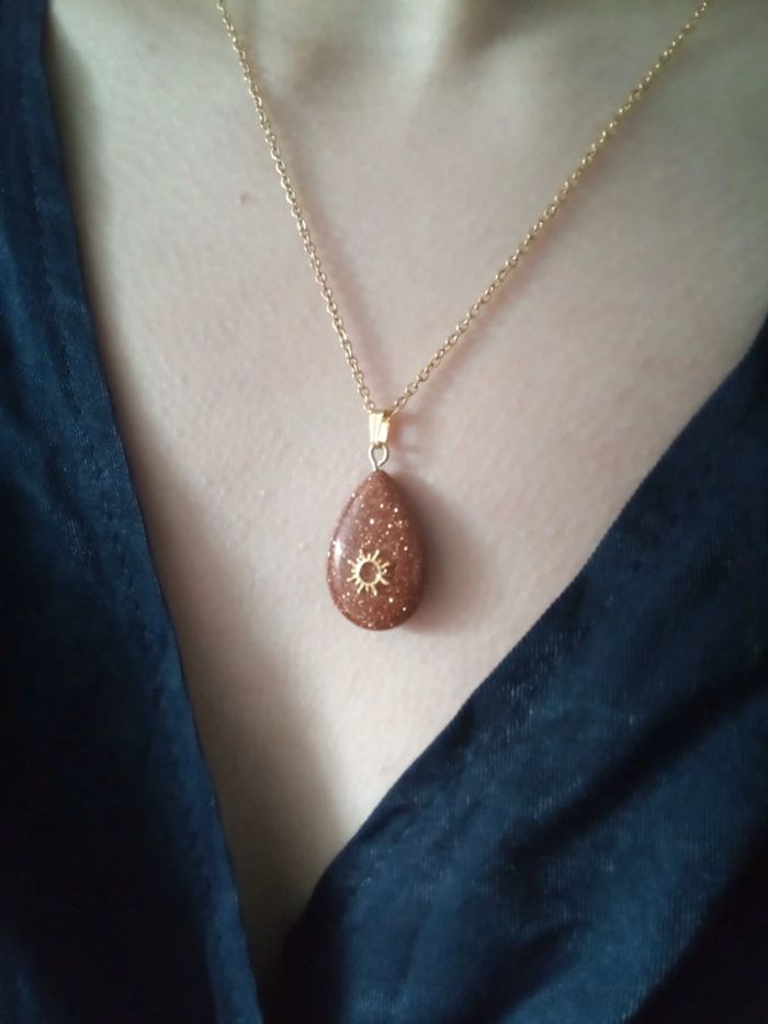 Collier réversible pierre de soleil - photo numéro 2