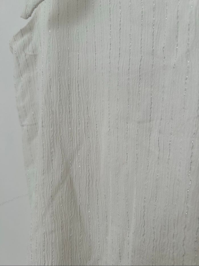 Débardeur doublé blanc rayé argenté noeuds sur les épaules Gemo 40 - photo numéro 2