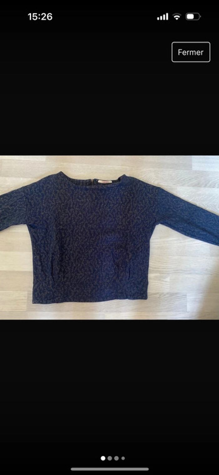 Pull bleu marine motifs argentés - photo numéro 2