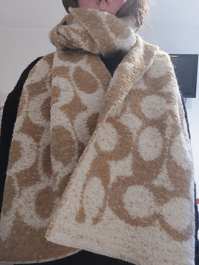 Echarpe coach réversible marron et crème - photo numéro 9