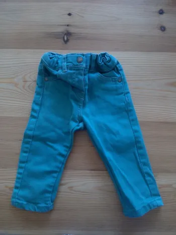 Jean turquoise foncé ,9mois, vertbaudet