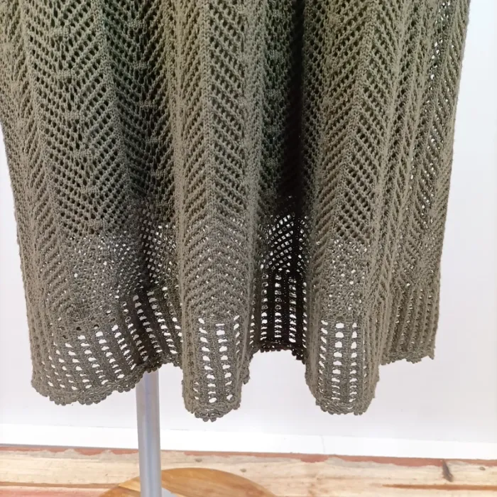 Robe kaki ajourée en maille crochet style bohème avec fond de robe intégré – T.M estimée A923 - photo numéro 6