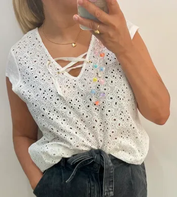 Tee Shirt en lin  Petits Hauts Brodée Taille 1