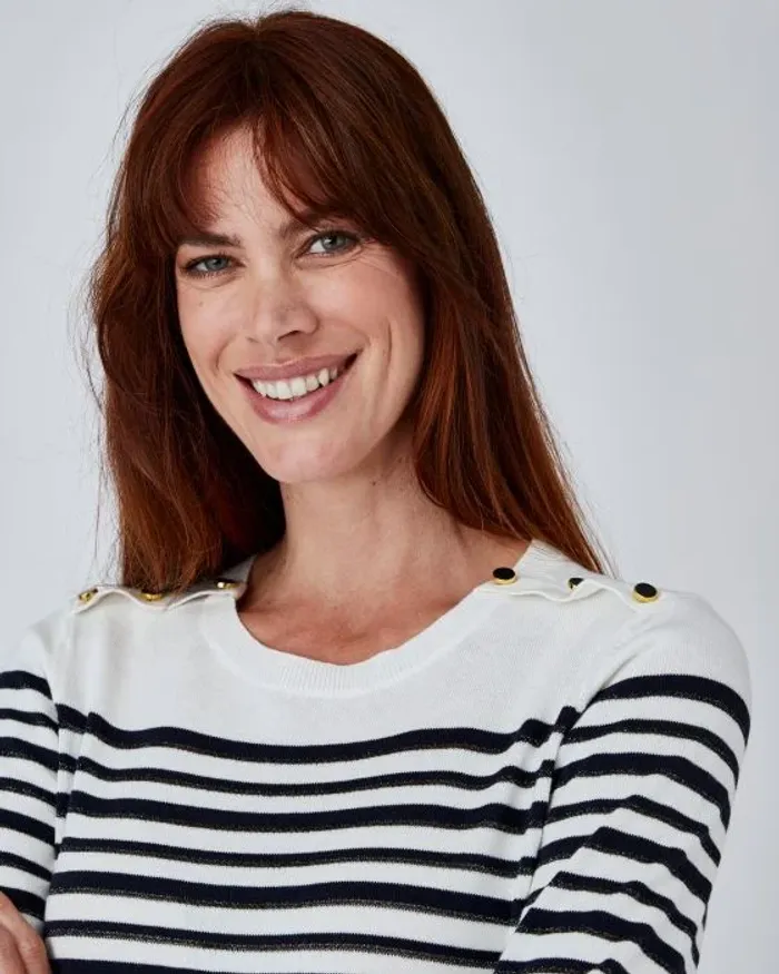 Rayé marine - Pull Marinière rayures brillantes – rayé marine – 46/48 - Damart - photo numéro 2