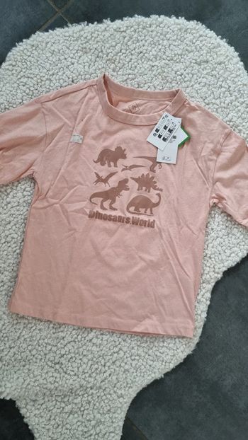 Tee shirt pêche dinausaure neuf 3 / 4 ans fille garçon