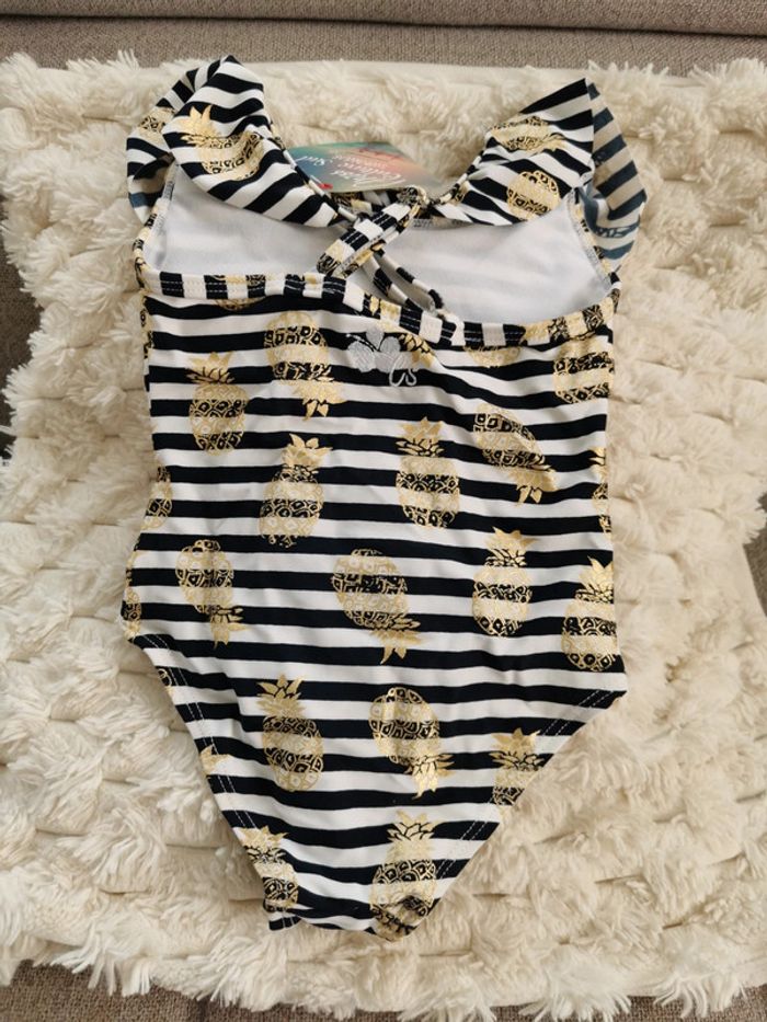Maillot de bain 1 pièce rayé bleu marine et blanc enfant fille Miss culture sud summer taille 2 ans - photo numéro 2