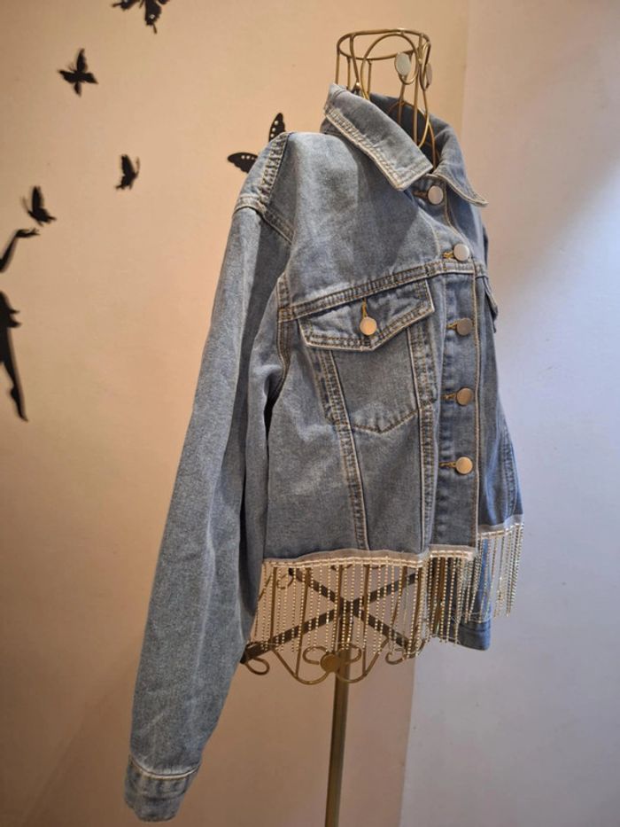 Veste en jeans & strass - photo numéro 2