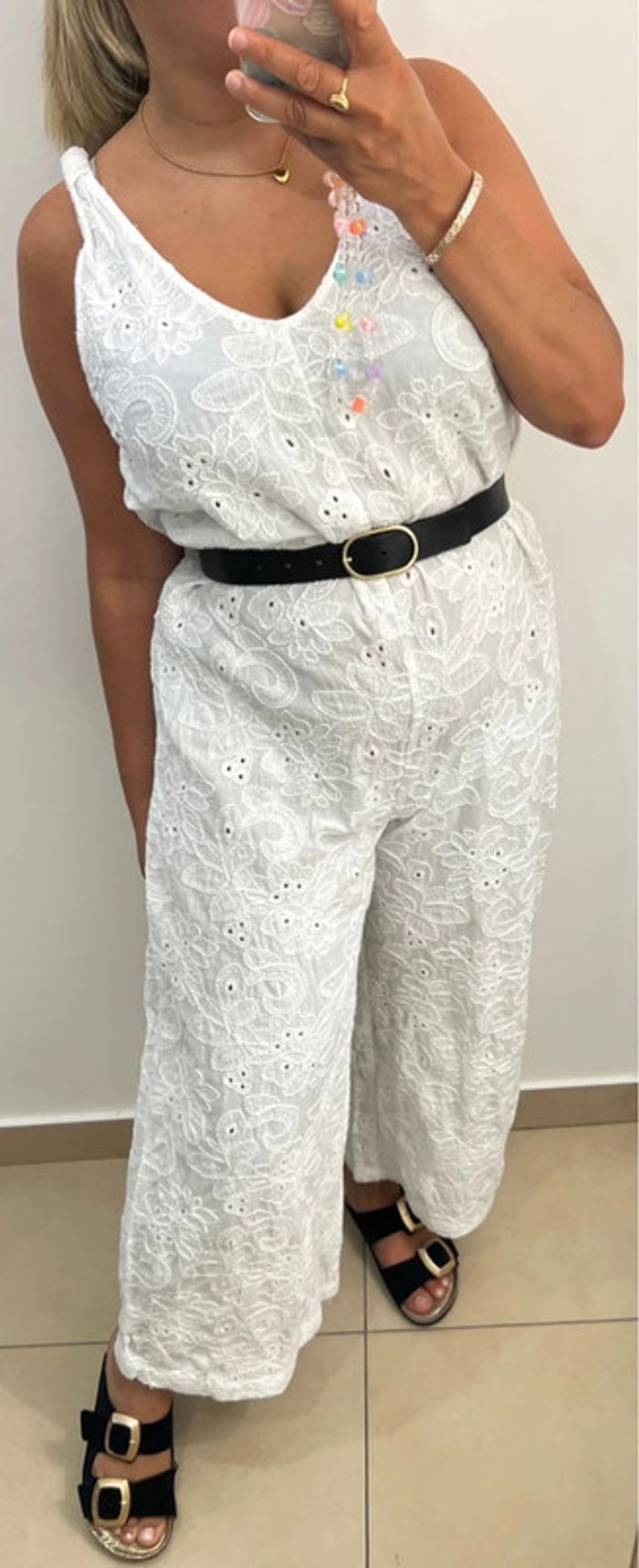Combinaison Brodée Blanche Zara Taille L - photo numéro 2